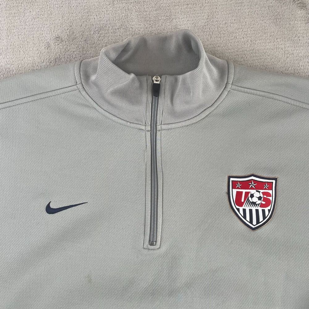 Nike 1/4 Zip Pullover x USA Soccer Men XL Grey Therma Fit Fleece Lined Active